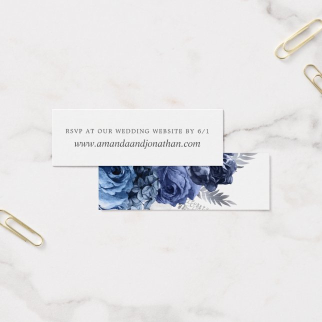 Marinho e branco com RSVP de Casamento Floral de P (Escritótio)