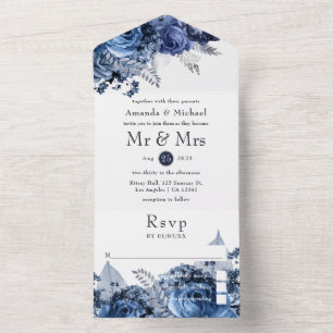 Marinho e Branco com Silver Faux Foil Casamento