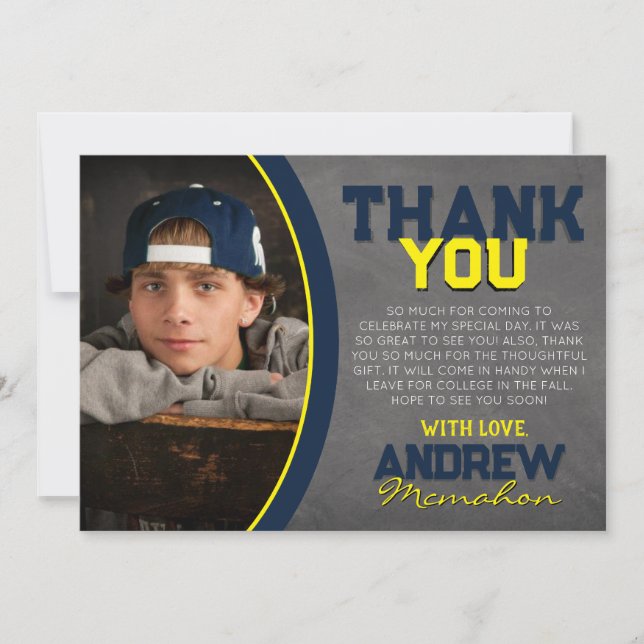 Marinho e Cartões de agradecimentos de Graduação d (Frente)