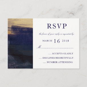 Marinho e Dourada Watercolor Wash Modern RSVP