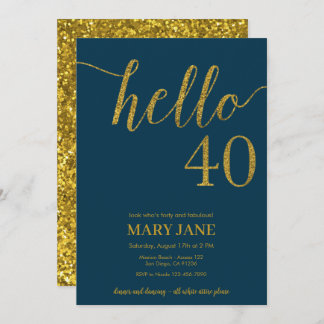Marinho e Dourado Convite para aniversário de 40 a