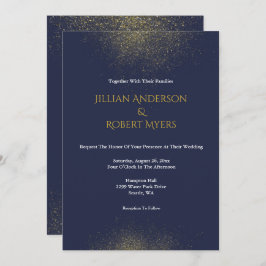 Marinho e Dourado Convite para Casamento de Stardu