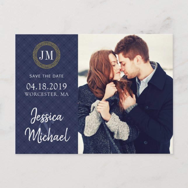 Marinho e foto Dourada Salvar o Modelo personaliza (Frente)