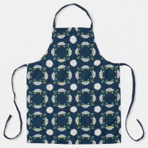 Marinho e margarida branca Apron
