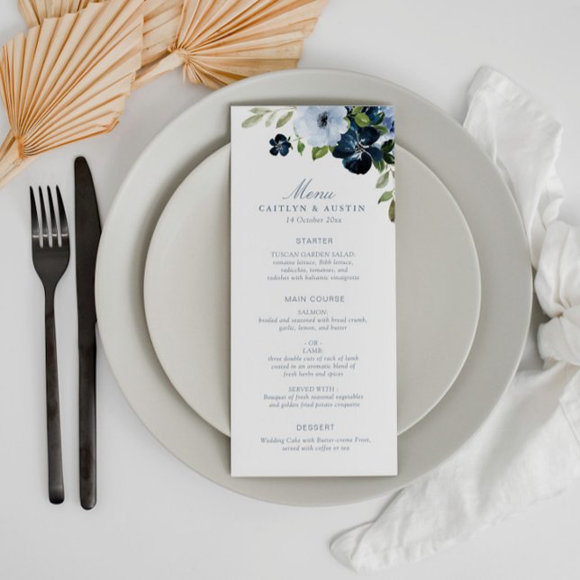 Marinho e menu de casamento azul claro (Criador carregado)