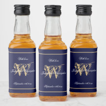 Marinho e Mini Casamento Chic Monograma Elegante D