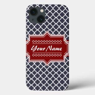 Marinho e Quatrefoil Vermelho Personalizados