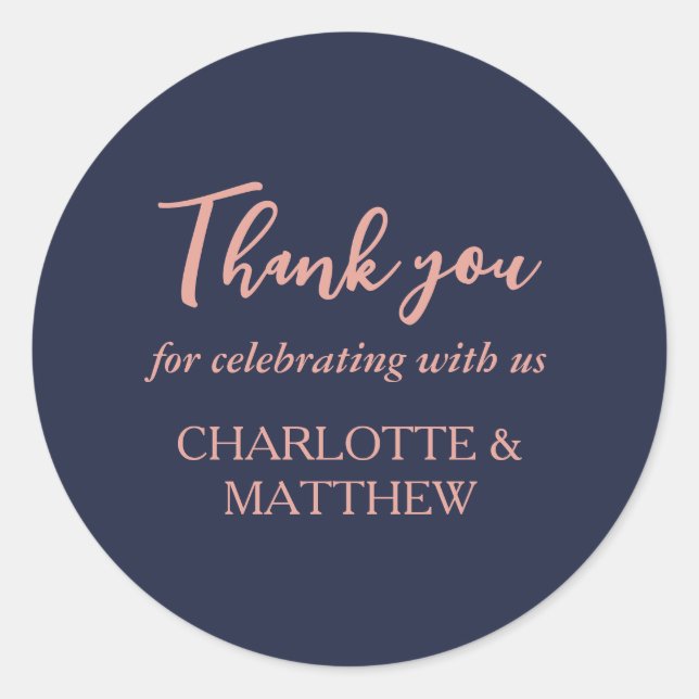 Marinho e Rosa com adesivo redondo clássico de cas (Frente)