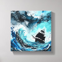 Marinho e Teto Watercolor Oceano Canvas Stormy Sea