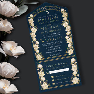 Marinho Elegante Arch Art Nouveau Casamento