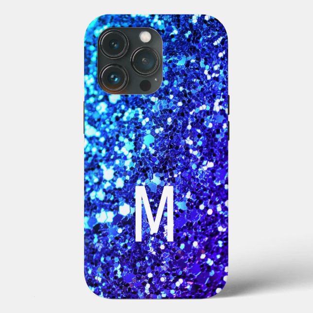 Marinho Elegante Blue Glitter Nome personalizado (Verso)