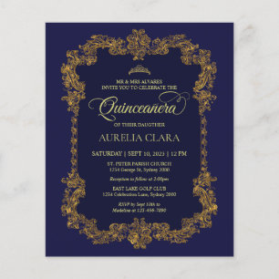 Marinho Elegante Clássico de Orçamento Quinceanera