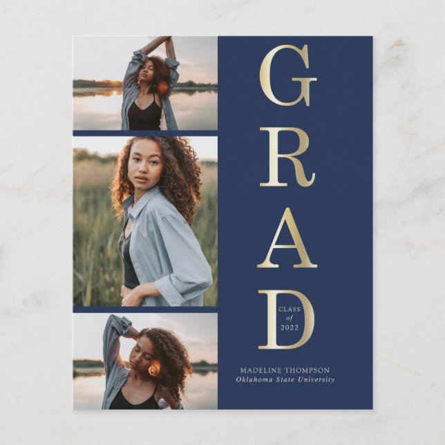 Marinho Elegante de Orçamento Azul Dourado 3 Gradu (Frente)