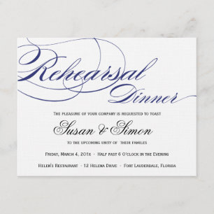 Marinho elegante do convite do jantar de ensaio do