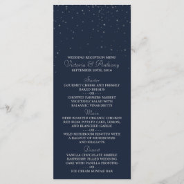 Marinho Elegante e Estrelas Caindo Silver Menu Cas