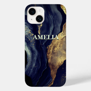 Marinho elegante, mármore-art, dourado falso