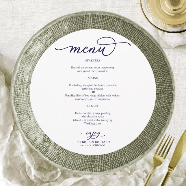 Marinho Elegante - Menu de Casamento Redondo de Sc (Criador carregado)