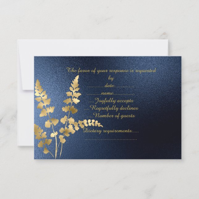 MARINHO ELEGANTE MODERNA DOURADA LEAF RSVP (Frente)