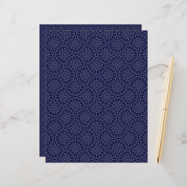 Marinho Escandinavo Ditsy de inverno e Deco de Art (Frente/Verso In Situ)