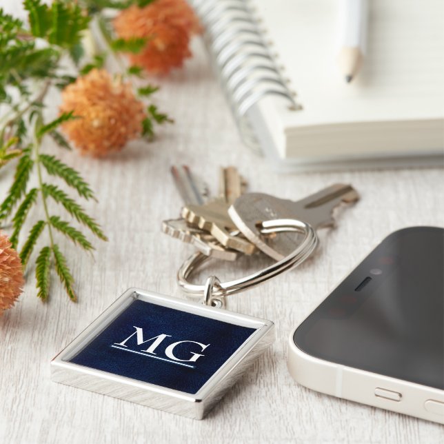 Marinho Faux Leather Chaveiro (Lateral)