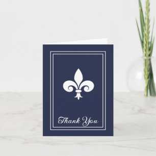 Marinho Fleur de Lis Cartões de agradecimentos