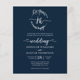 MARINHO Floral Azul Monograma Foto Casamento