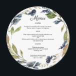 Marinho Floral Greenerescência deixa o menu redond<br><div class="desc">Marinho impresso por design moderno e elegante,  o verde plano deixa a placa de menu redonda para a placa que pode ser personalizada com o seu texto. Veja a Design de Arte Gráfica para outros produtos que combinam com este design!</div>