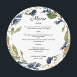 Marinho Floral Greenerescência deixa o menu redond<br><div class="desc">Marinho impresso por design moderno e elegante,  o verde plano deixa a placa de menu redonda para a placa que pode ser personalizada com o seu texto. Veja a Design de Arte Gráfica para outros produtos que combinam com este design!</div>