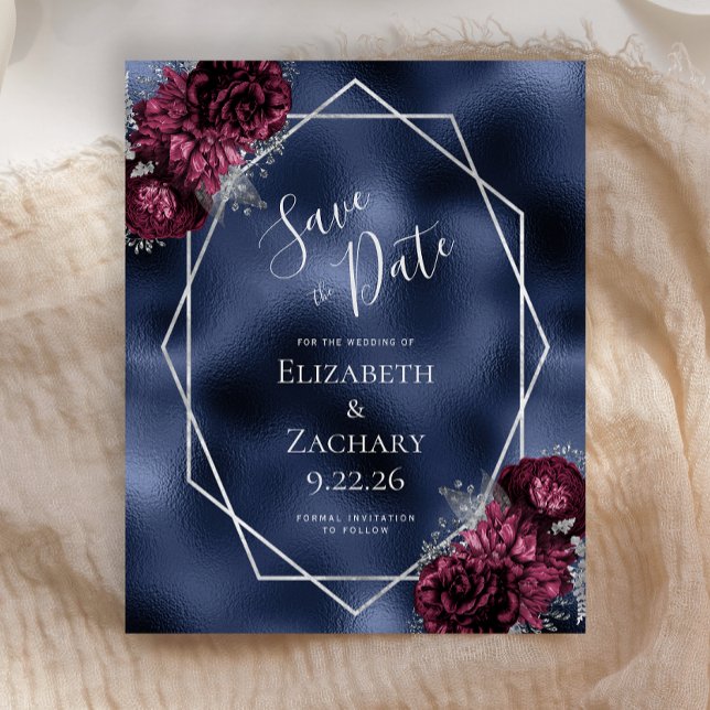 Marinho Floral Silver Burgundy de Orçamento Salvar (Criador carregado)