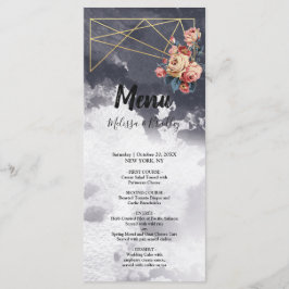 Marinho GEOMETRIC WATERCOLOR Menu de Casamento