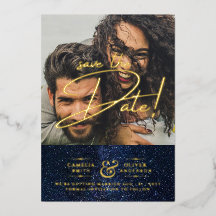Marinho Gold Foil Galaxy Salvar a Data QR Code