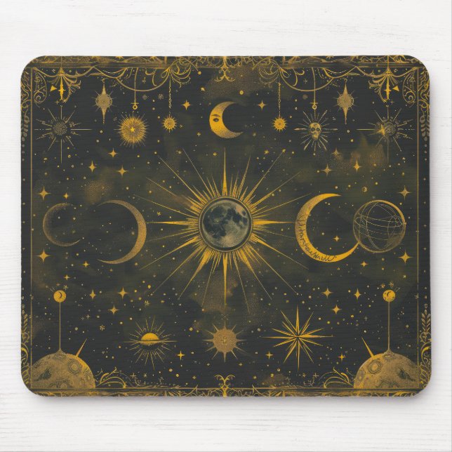 Marinho leve e Mousepad Celestial Dourado (Frente)