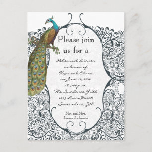 Marinho Love Bird Damask Janta Convite para ensaio