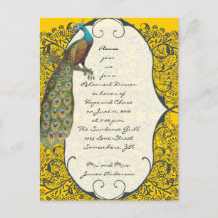 Marinho Love Bird Damask Janta Convite para ensaio
