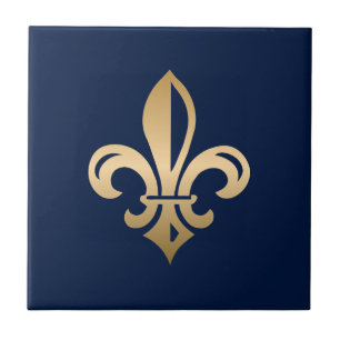 Marinho Luxuoso Dourado Fleur de Lis