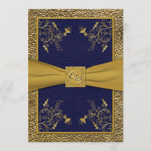 Marinho Majestoso e Convite para Casamento Monogra