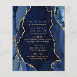 Marinho Marble e Dourado Menu de Casamento Agate