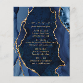 Marinho Marble e Dourado Menu de Casamento Agate