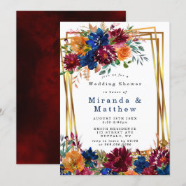 Marinho Marsala Orange Chá de casamento Dourado Fl