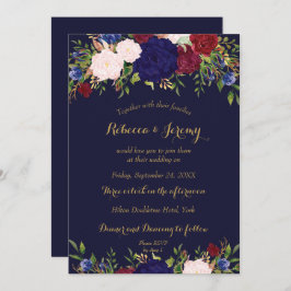 marinho marsala Vinho floral convite para o casame