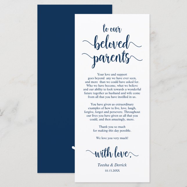 Marinho Moderno Azul, Cartões de agradecimentos de (Frente/Verso)