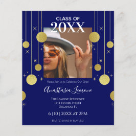 Marinho Moderno de Orçamento e Convite para Gradua