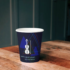 Marinho Moderno e Masculino Azul Música Violina An