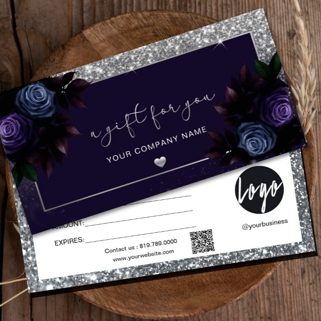 Marinho Moderno E Prata Adicionar Certificado De P (Add a touch of elegance with our navy and silver gift certificates –where your logo stands out style)