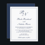 Marinho Monograma Azul Orçamento Convite de Casame<br><div class="desc">O convite de casamento do estilo tradicional, com um design simples e clássico com seu monograma inicial e seus nomes em um dentro de caligrafia elegante de uma fronteira fina. Todos os elementos de design estão em azul marinho sobre um fundo branco e podem ser alterados na ferramenta de edição...</div>