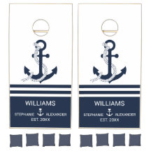 Marinho Náutico Blue Anchor White Blue Strips