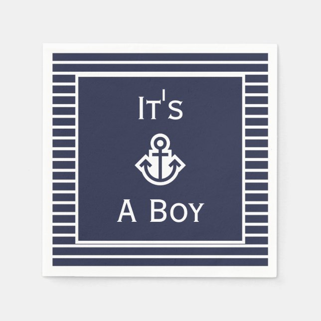 Marinho náutico e branco é um guardanapo com garga (Frente)