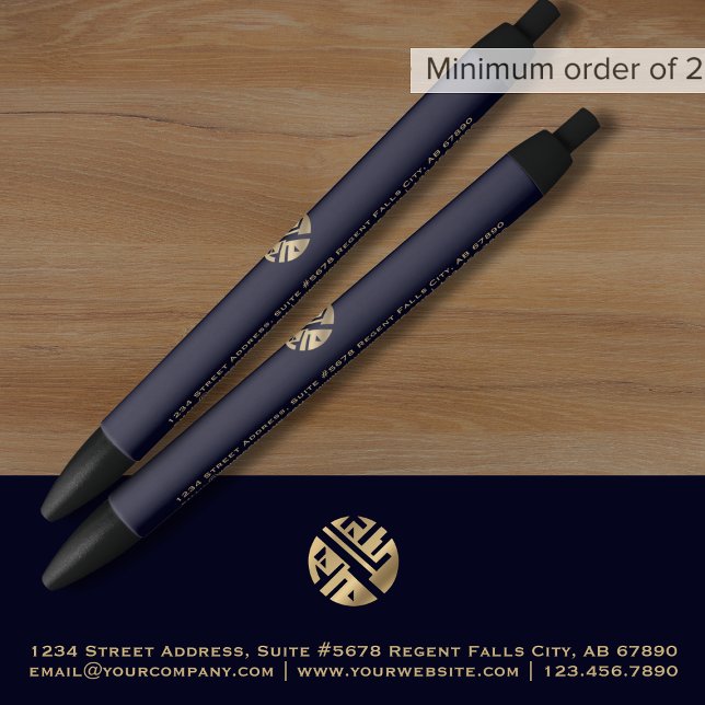 Marinho personalizado Caneta azul Dourada com logo (Criador carregado)