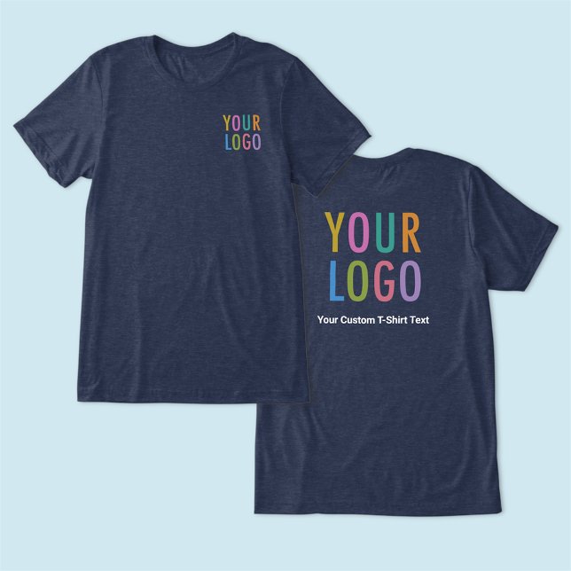 Marinho Premium Blue T-Shirt Logotipo Personalizad (MISOOK Men’s Navy Blue T-Shirt with Chest Logo & Back Logo)