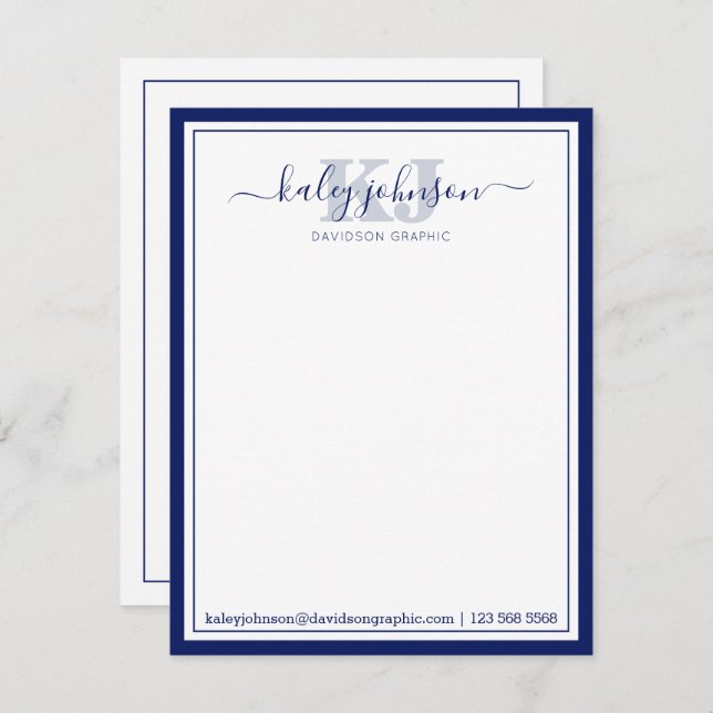 Marinho profissional | Do Cartão De Nota (Frente/Verso)